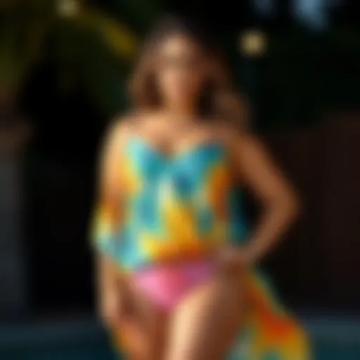 Elegant plus size swim cover up in vibrant colors