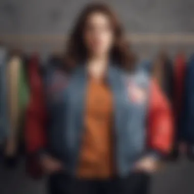 A fashionable ensemble featuring a plus size varsity jacket paired with contemporary outfits.