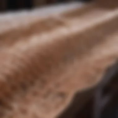 Close-up of the intricate weaving process of silk fabric