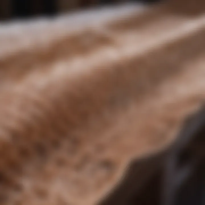 Close-up of the intricate weaving process of silk fabric