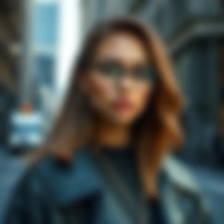 Rimless Hexagon Glasses as a Fashion Statement Fashion-forward model wearing rimless hexagon glasses in a trendy outfit