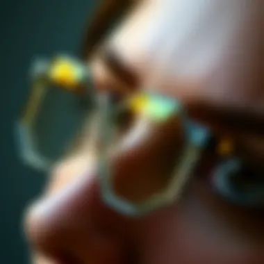 Intricate Design Features of Rimless Hexagon Glasses Close-up of rimless hexagon glasses showcasing unique frame details