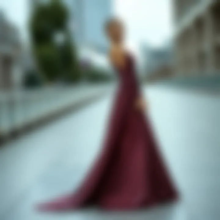 Sophisticated long gown with a modern twist and exquisite fabric