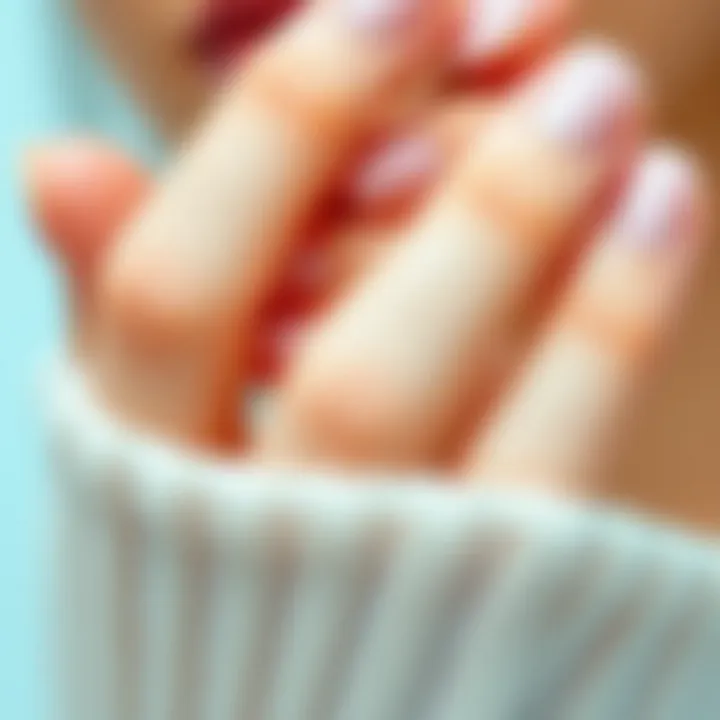 Flawless Application of Gel Press-On Nails Close-up of a perfect application of gel press-on nails demonstrating technique