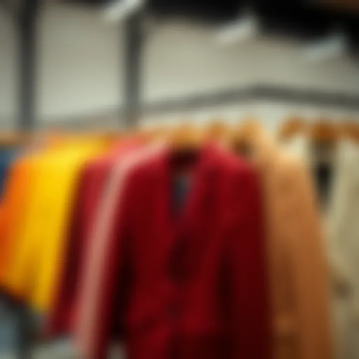 Trendy slim fit jackets in various colors on display