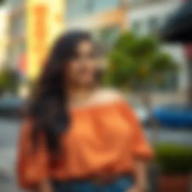 Trendy off-shoulder top for plus sizes