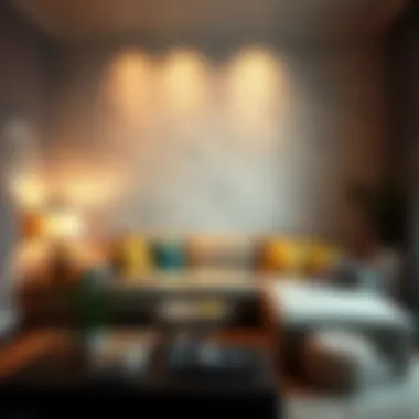 Living Room Transformation with Subway Tile Wallpaper Installation of subway tile peel and stick wallpaper on a living room wall