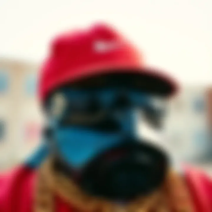 Iconic accessories like gold chains and caps from the 80s rap scene