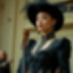 Elegant concert black outfit showcasing intricate design details