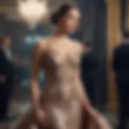 Elegant figure in a stunning evening gown at a sophisticated party