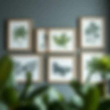 Eco-Friendly Frames with Eucalyptus Art Various eco-friendly frames showcasing eucalyptus wall art