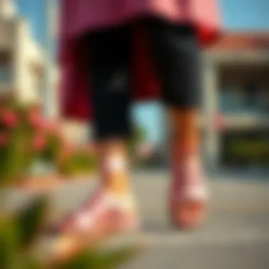 Stylish outfit pairing with rose pink sandals