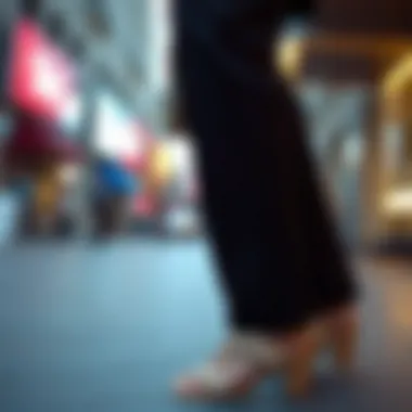 Fashionable ensemble featuring pearl sandals with a stylish outfit