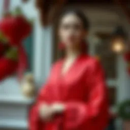 Elegant vintage-inspired strawberry robe design