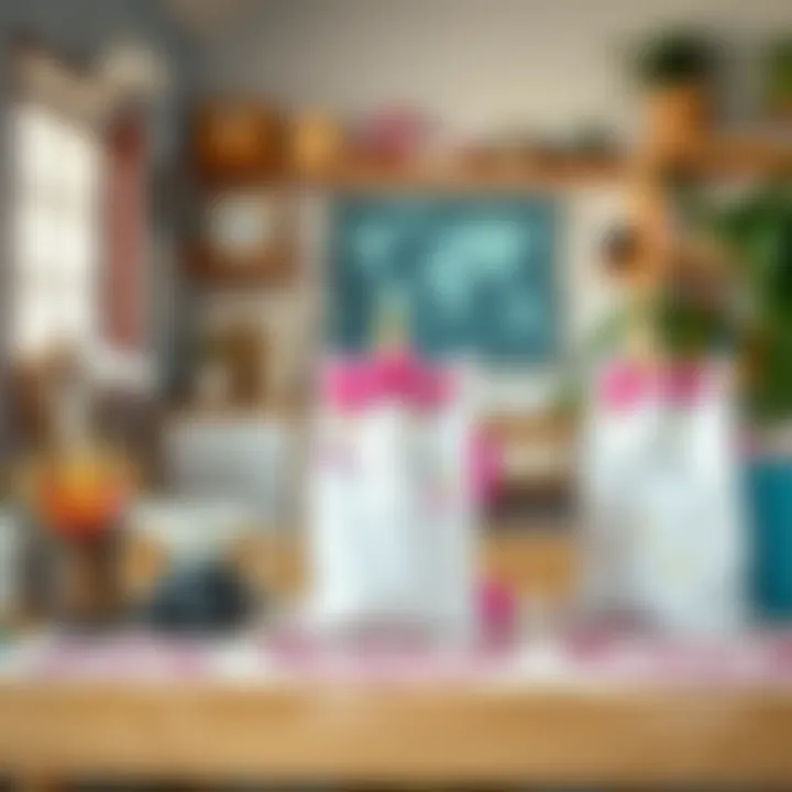 Crafting Unicorn Gift Bags in a Creative Space A creative workspace highlighting the crafting of unicorn gift bags