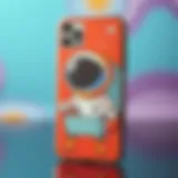 Colorful cartoon astronaut design on a phone case