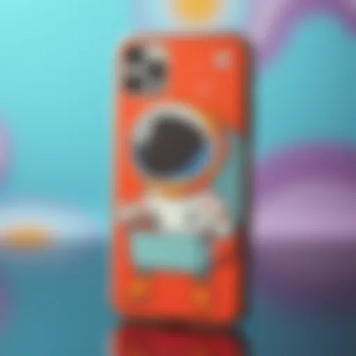 Colorful cartoon astronaut design on a phone case