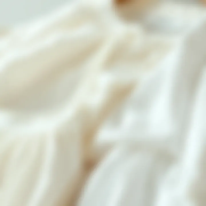 Close-up of fabric textures of white tops