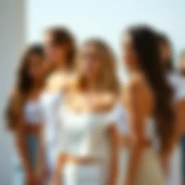 Variety of white tops showcasing different cuts