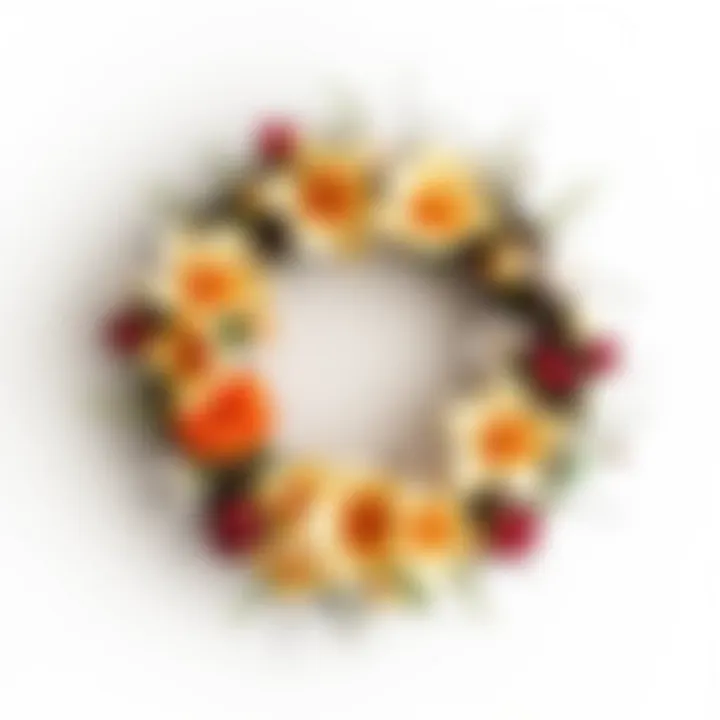 An elegant summer wreath adorned with flowers and natural elements.