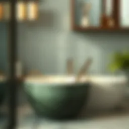 Elegant green bathroom wastebasket made from sustainable materials