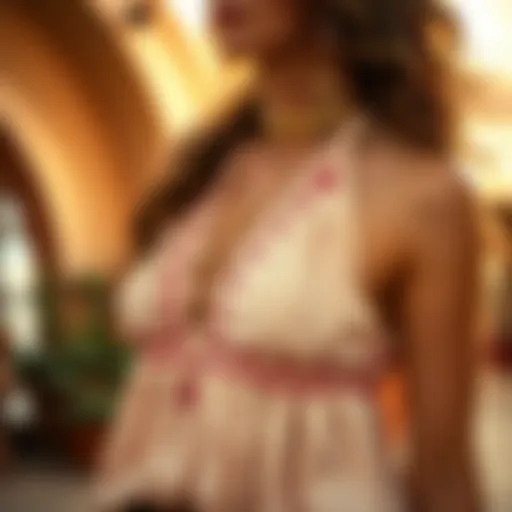 Vintage Boho Halter Top Design A vintage boho halter top showcasing intricate embroidery and flowing fabric