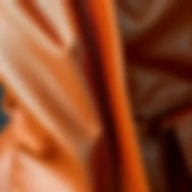 The Texture of Luxury: Brown Leather Quality Close-up of brown leather fabric showcasing texture and quality