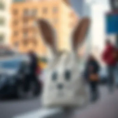 Canvas bunny bag showcased in an urban lifestyle setting