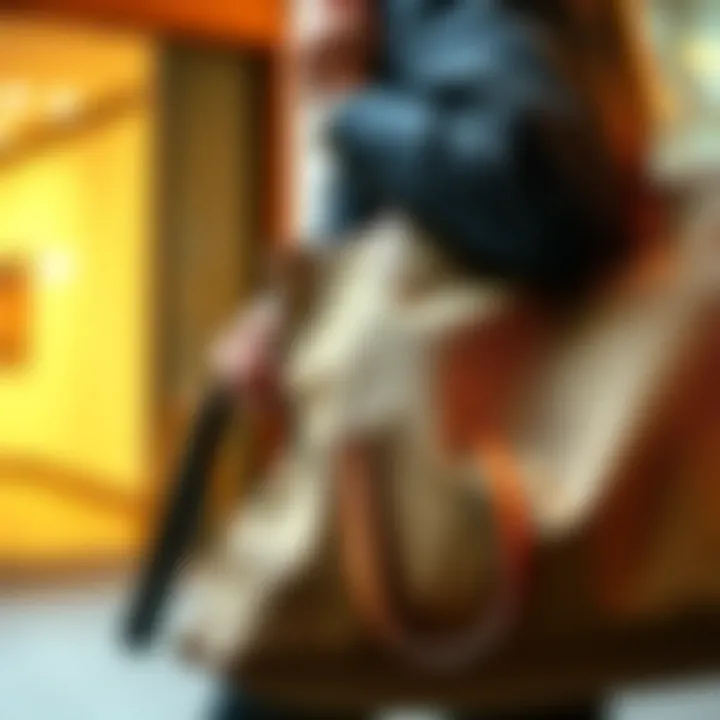 Elegant city tote showcasing signature canvas texture