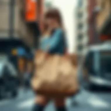 Functional city tote in urban setting