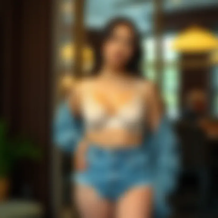 Lifestyle shot of the clear strap underwire bra in various fashionable settings