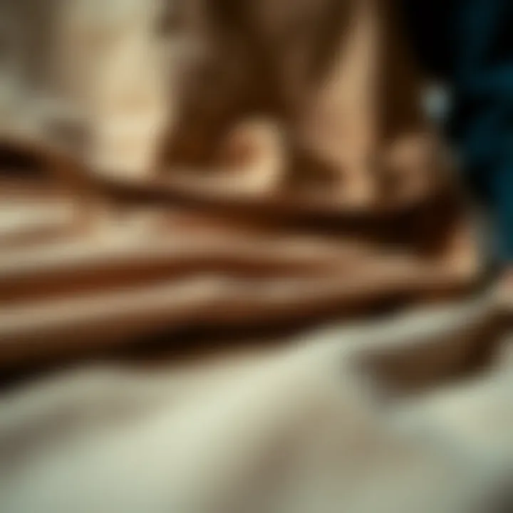 A close-up of unique fabric textures and patterns on a custom apron, showcasing craftsmanship.