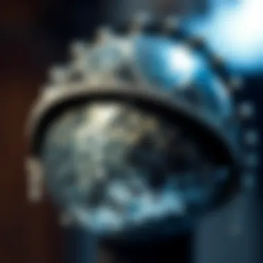 Close-up of a disco ball headpiece showcasing intricate details and textures.