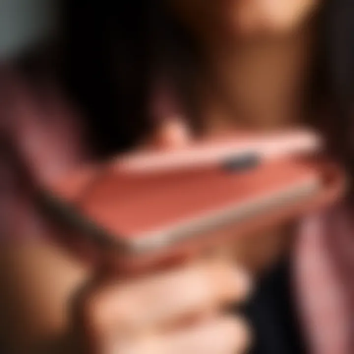 Close-up of Galaxy Z Flip phone cover demonstrating durability