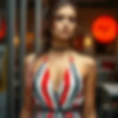 Modern trends showcasing the halter striped dress