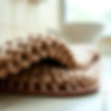 Close-up of a soft and durable bathroom floor mat material