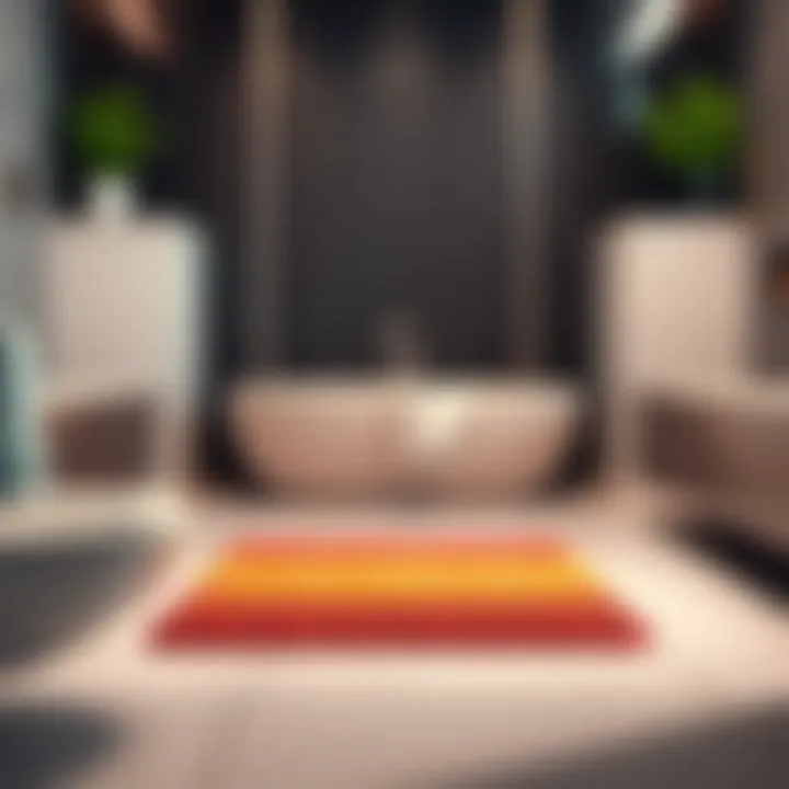 Colorful and stylish bathroom floor mat in a modern setting