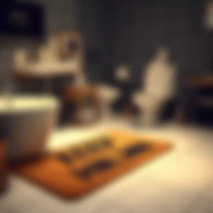 Trendy bathroom floor mat showcasing a funny design