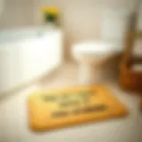 Whimsical bathroom floor mat with humorous quote