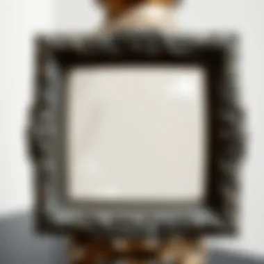 Close-up of the intricate detailing on a custom picture frame vase.