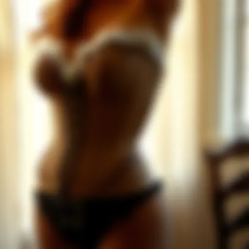 An elegant display of vintage corsets and stockings showcasing intricate lace details