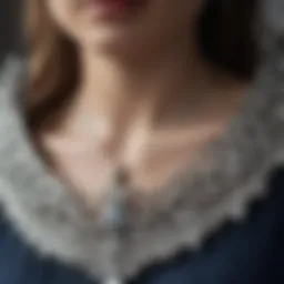 Close-up of a personalized crown necklace showcasing intricate designs and engravings