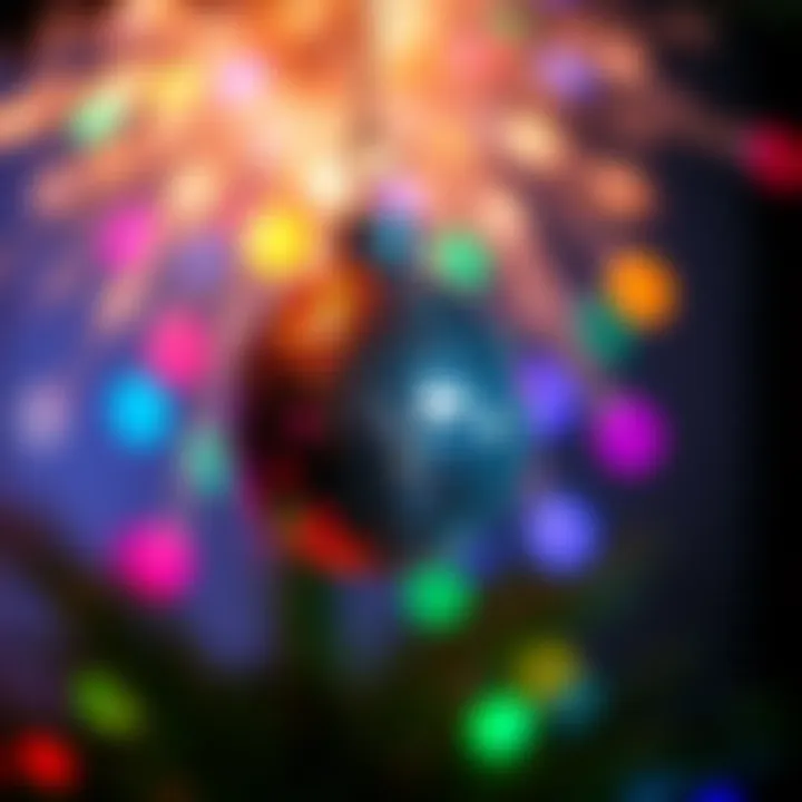 Captivating Light Play: The Essence of Disco Balls Close-up view of a disco ball ornament casting colorful lights