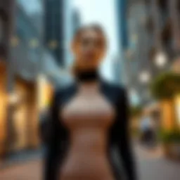 Elegant long sleeve turtleneck bodycon dress in a chic urban setting