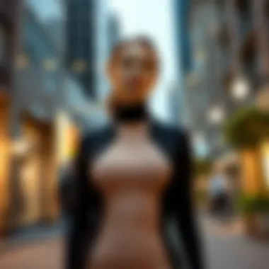 Chic Urban Elegance: The Bodycon Dress Elegant long sleeve turtleneck bodycon dress in a chic urban setting