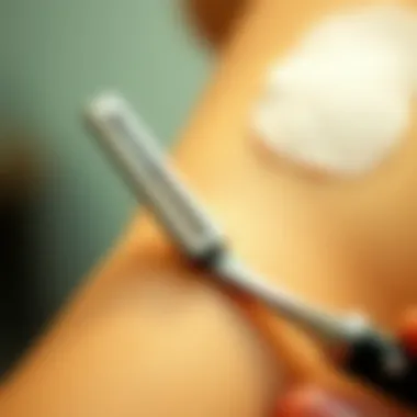 A close-up of a razor gliding over skin
