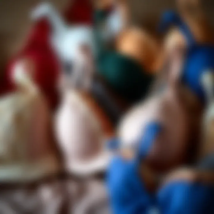 A variety of push up demi bras in different fabrics and colors