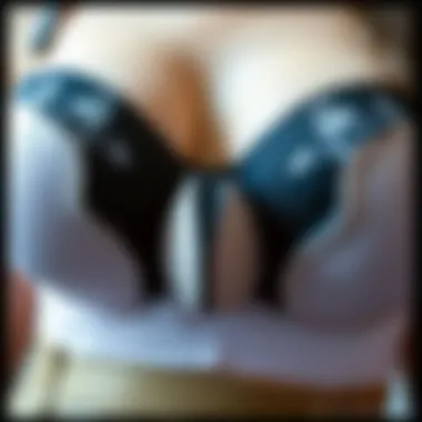 Close-up of push up demi bra padding and cup structure