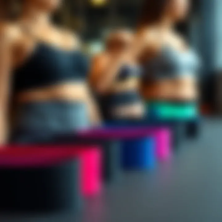 Diverse Styles of Workout Belly Bands An array of workout belly bands in various styles and colors