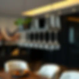 Elegant suspended wine glass rack showcasing modern design